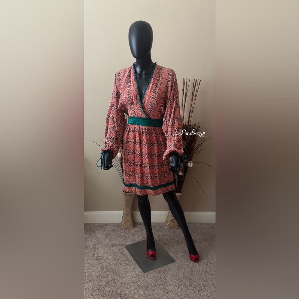 Talitha boho Long Sleeve V-Neck Sundress